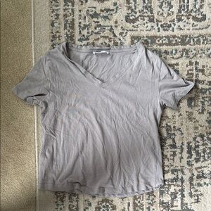 Mango Silver Fitted Asymmetrical Short Sleeve Tee